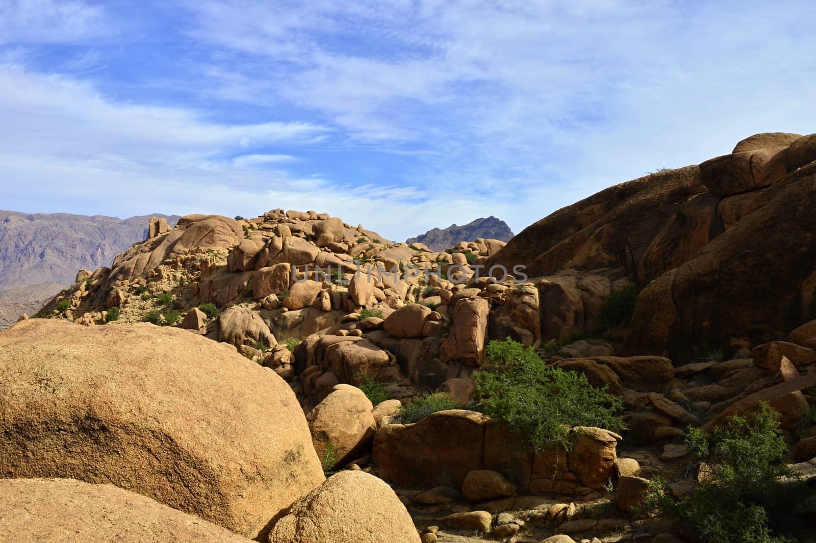 rocks in Tafroute in Atlas mountains in Morocco