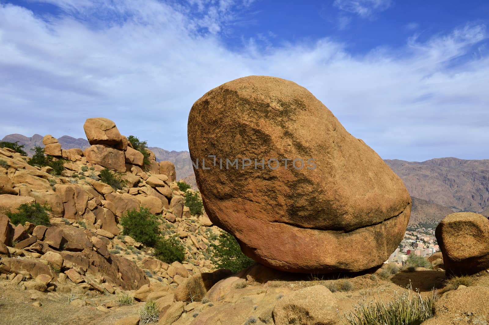 rocks in Tafroute in Atlas mountains in Morocco
