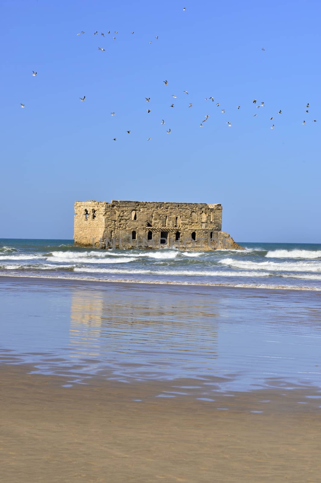 old prison in Tarfaya in Morocco with sea