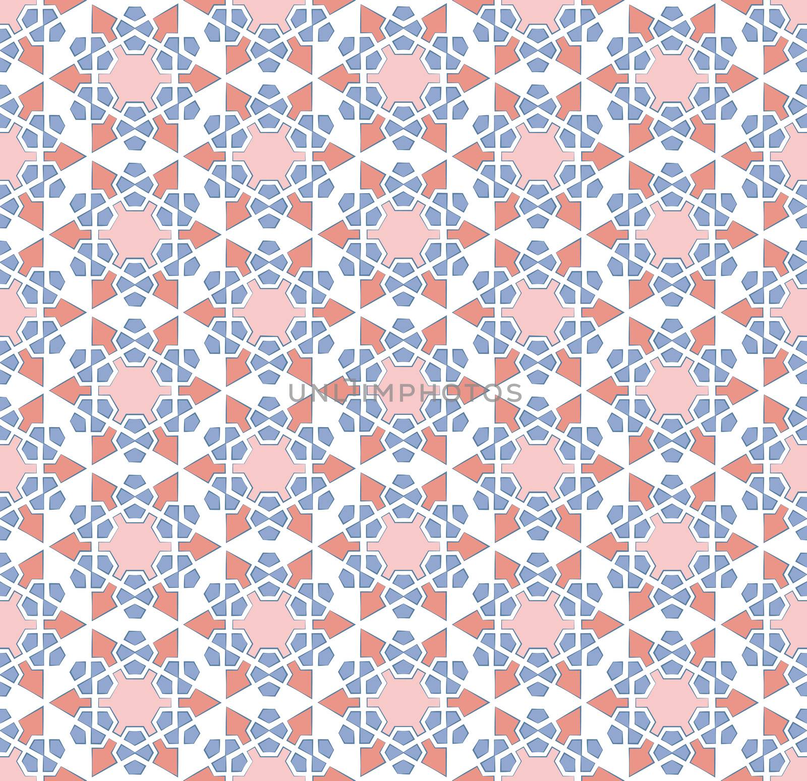 Abstract background or textile six-pointed star pattern pink and blue color