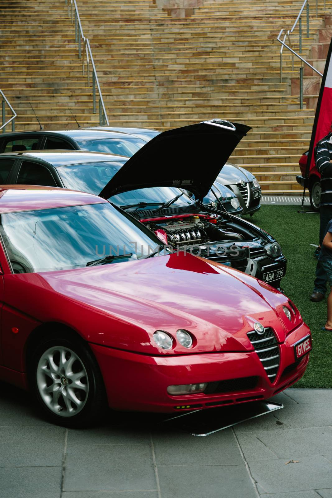 MELBOURNE/AUSTRALIA - JANUARY 31: Car enthusists display their cars at the Car Club Showcase, Federation Square, Melbourne held on the 31st January 2016. Held on the last Sunday of every month it was the Alfa Romeo Owner's Club's turn to show off some of the best examples of marques classic and modern models.