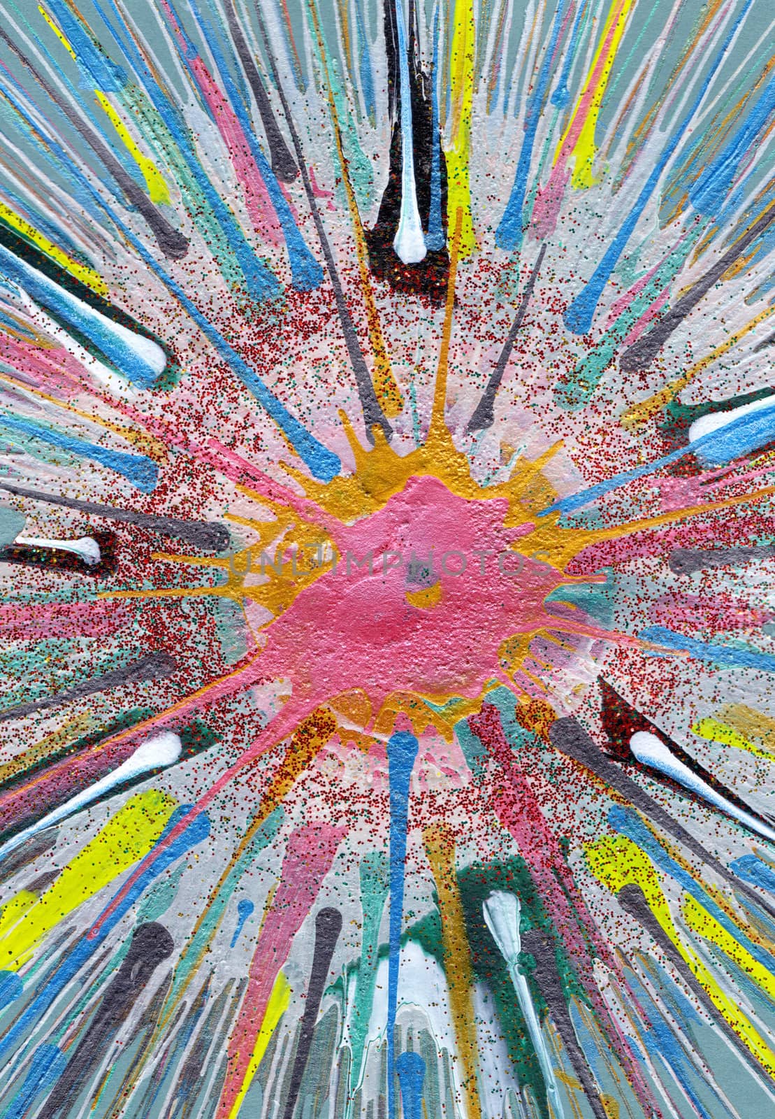 Colorful contemporary modern art acrylic blob drawing Jackson Pollock style