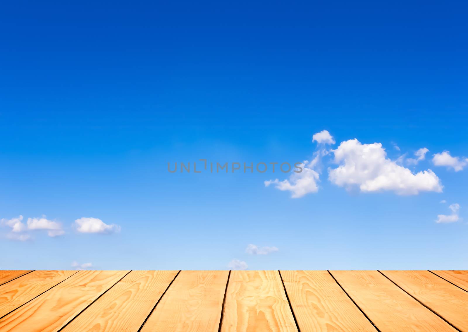 Beautoful background Wood on blue sky