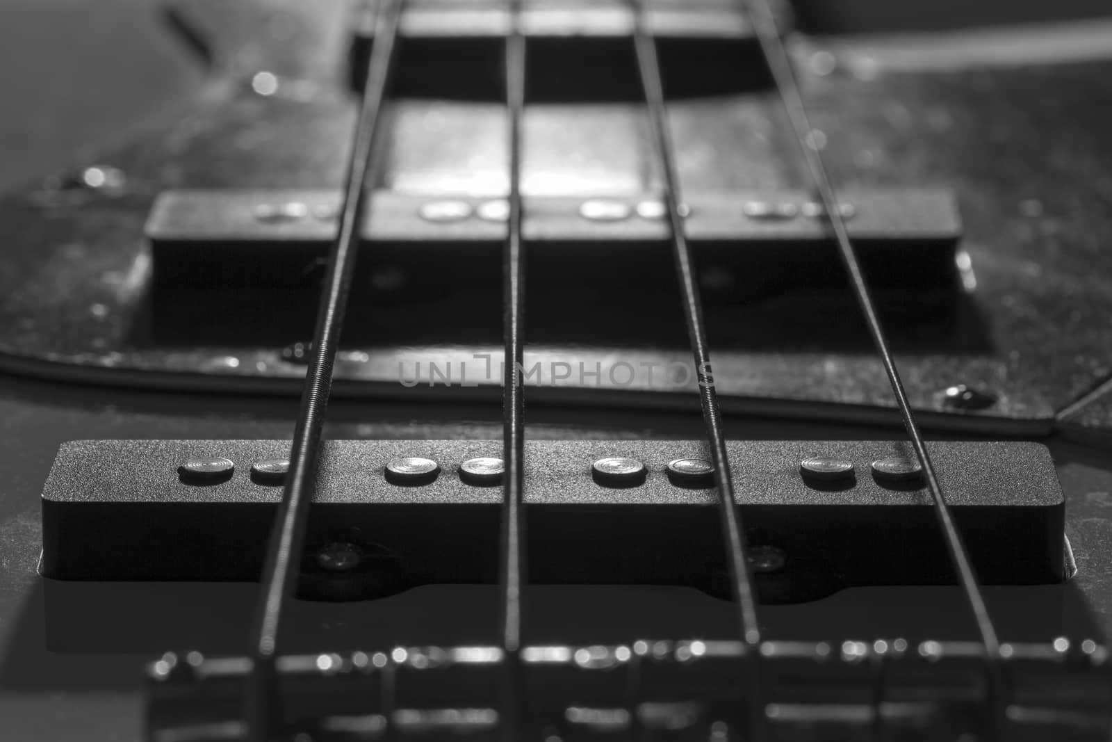 Bass Guitar Pickups Close up image.