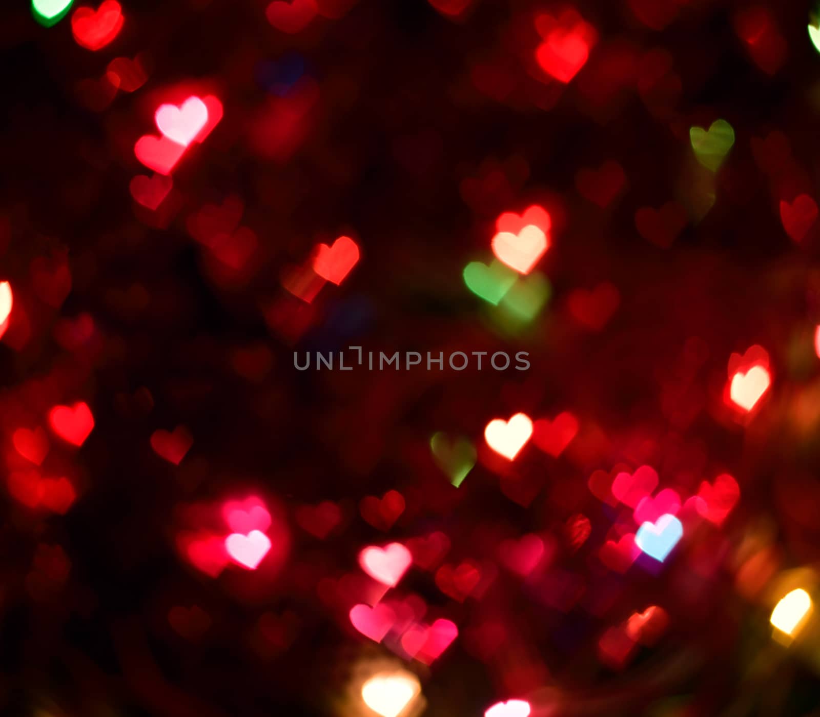 Colorful hearts bokeh for background