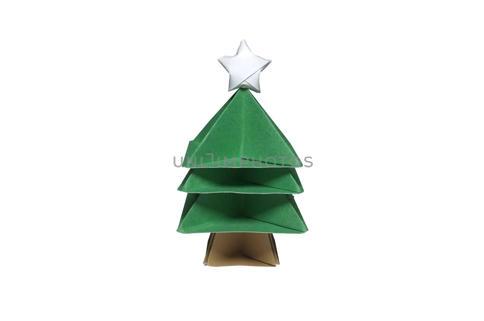 Origami in shape of Christmas Tree with star on top