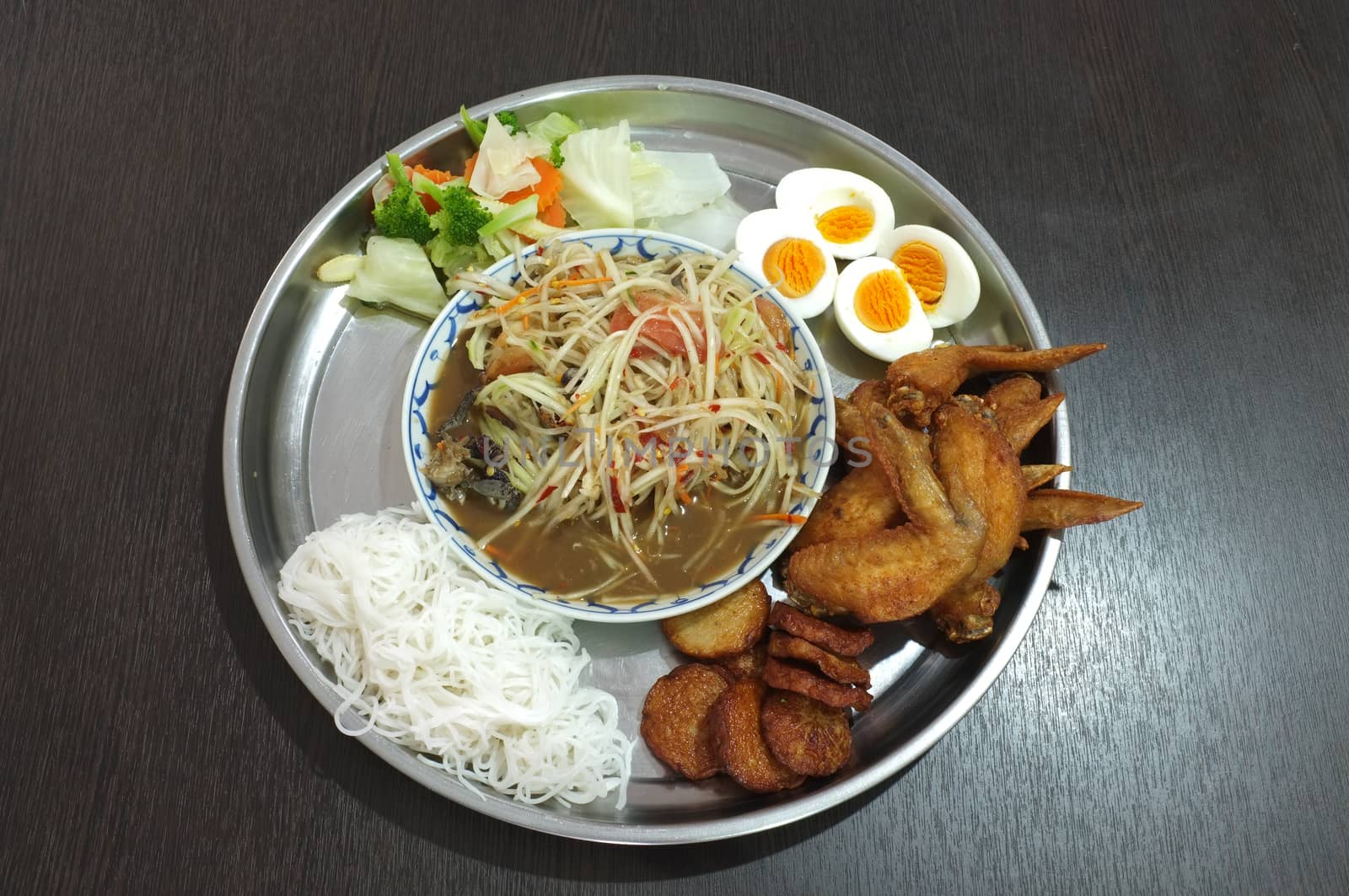 Set of Papaya salad, Thai spicy food