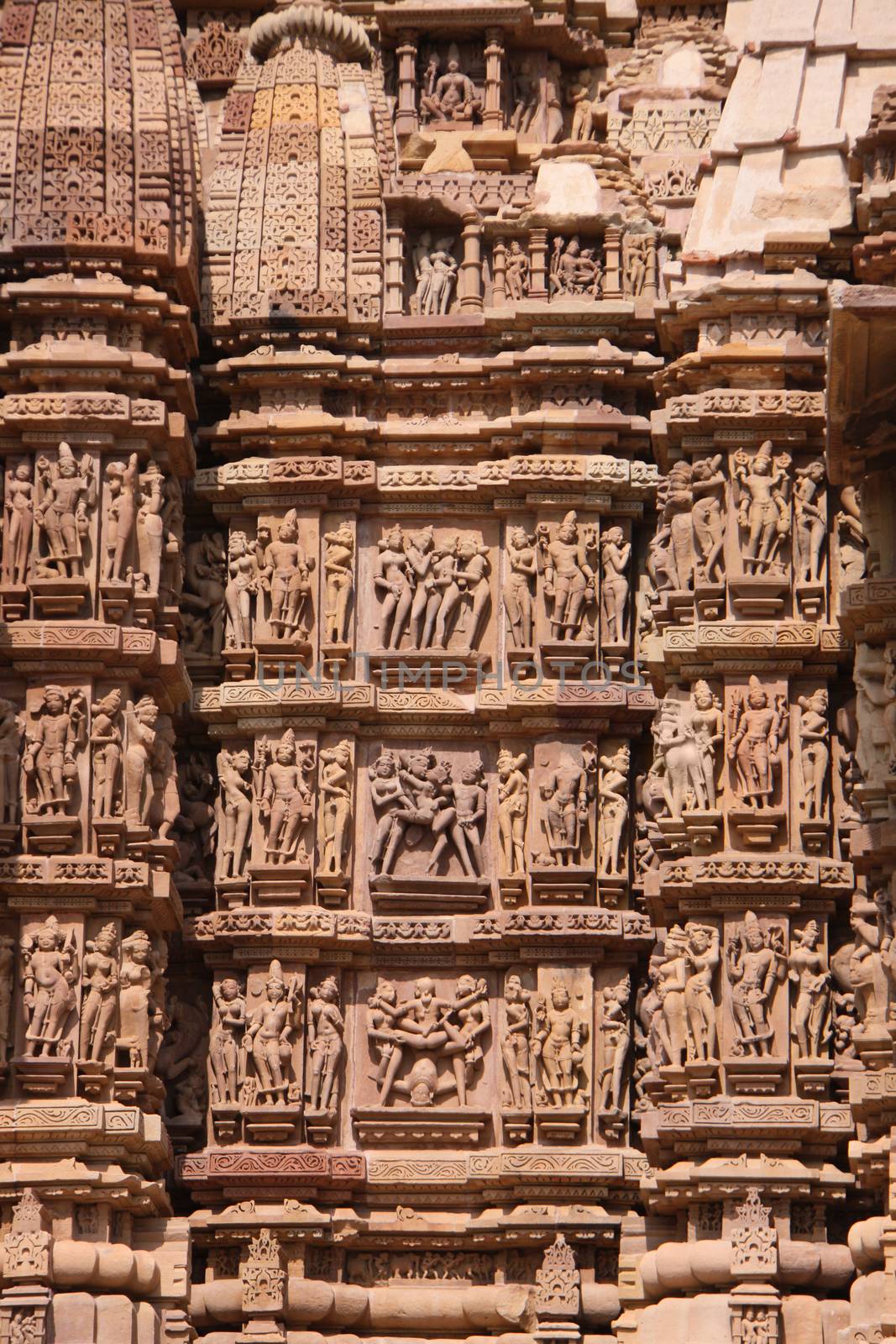 Statues on a temple in Khajuraho, India