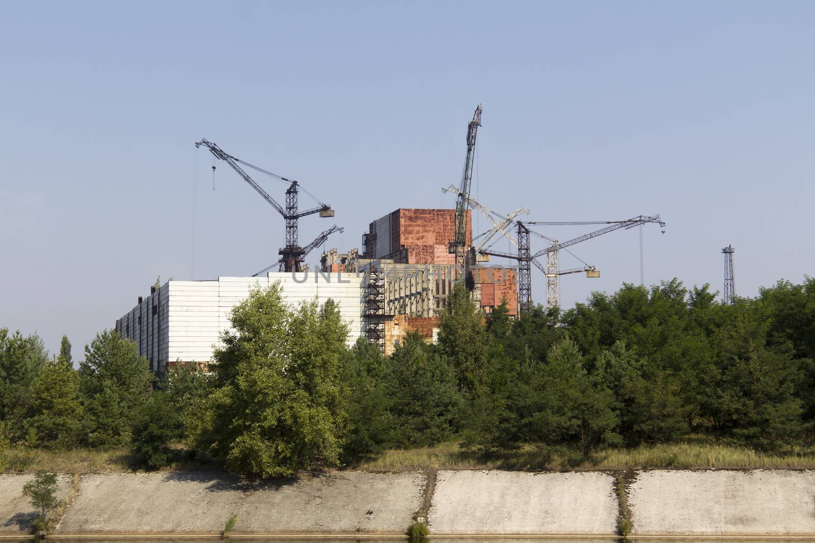 Constuction plant of nuclear reactor 5 and 6, which was abandoned after nuclear disaster in Chernobyl at 26.04.1986
