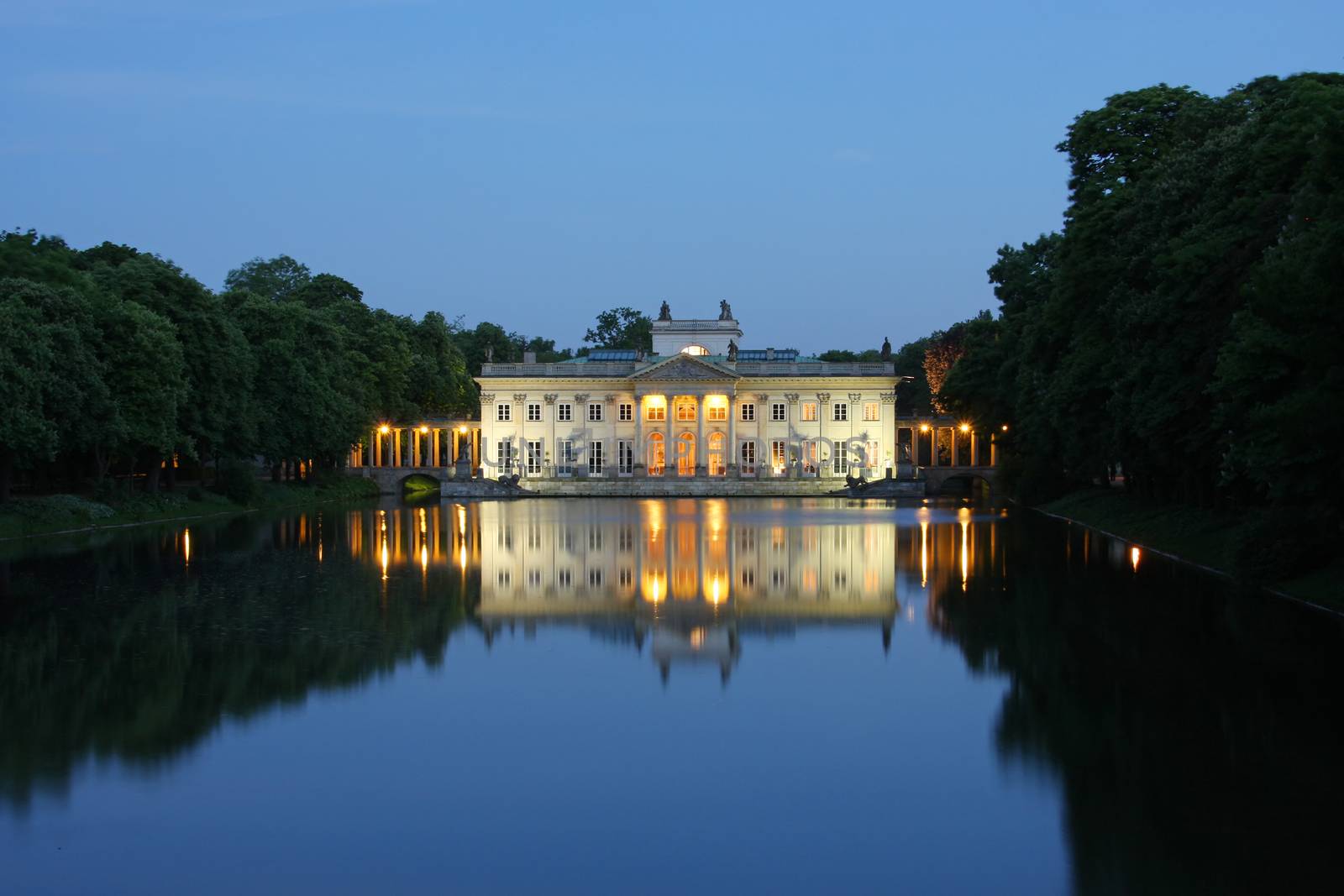 Palace on the water in Lazienki Park in Warsaw build in 18th century by the last Polish king Stanislas Poniatowski