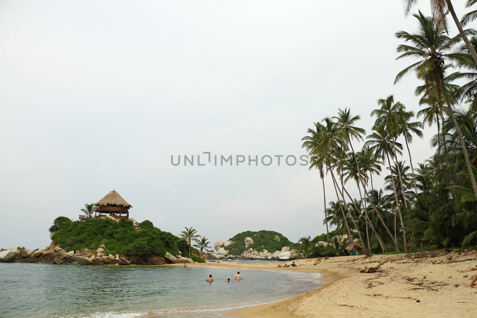 Beauriful beach near a tropical forest (shot in Tayrona park in Columbia)