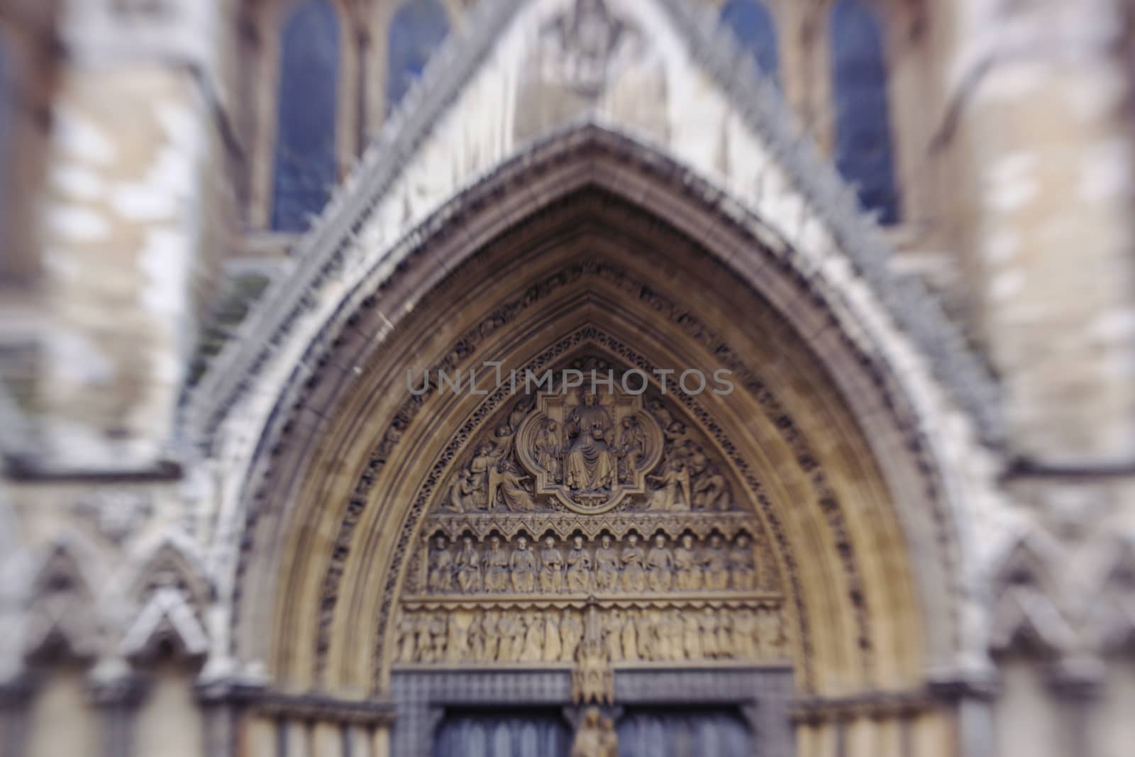 Westminster Abbey, London. Partially blurred photo.