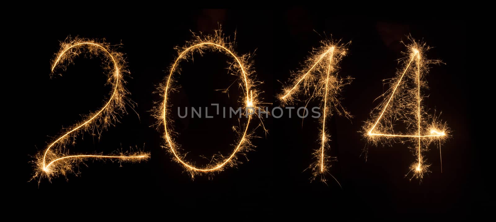 2014 written with sparklers.