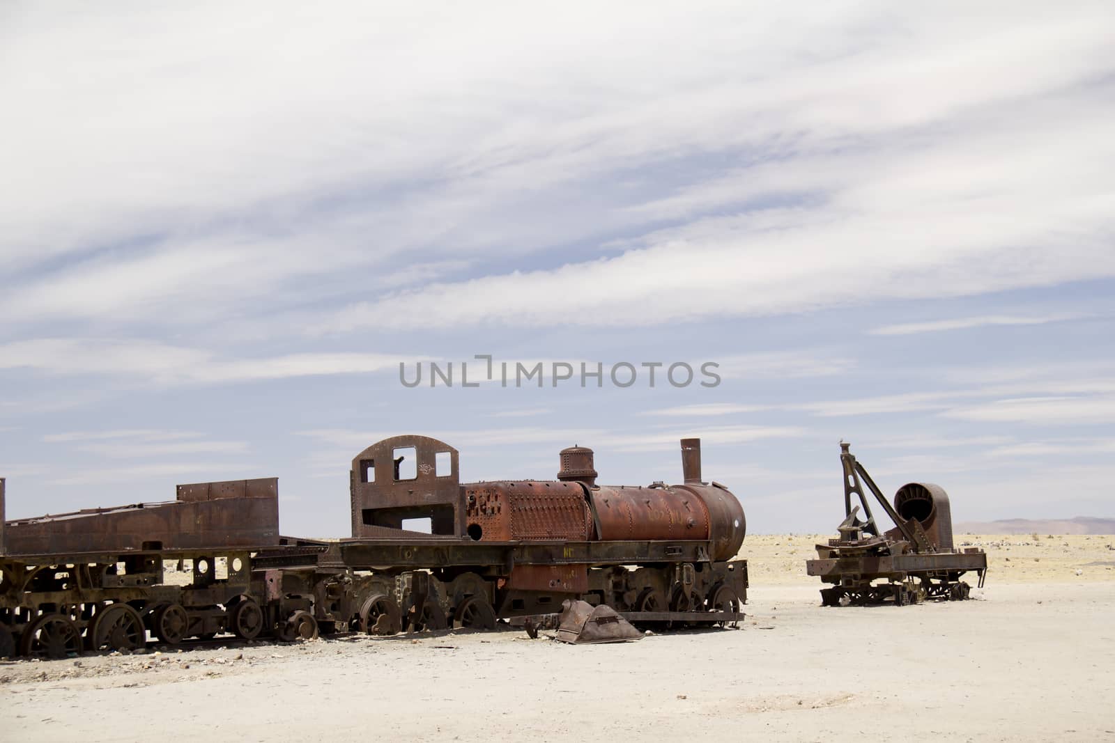 Abandoned old rusty train in black and white