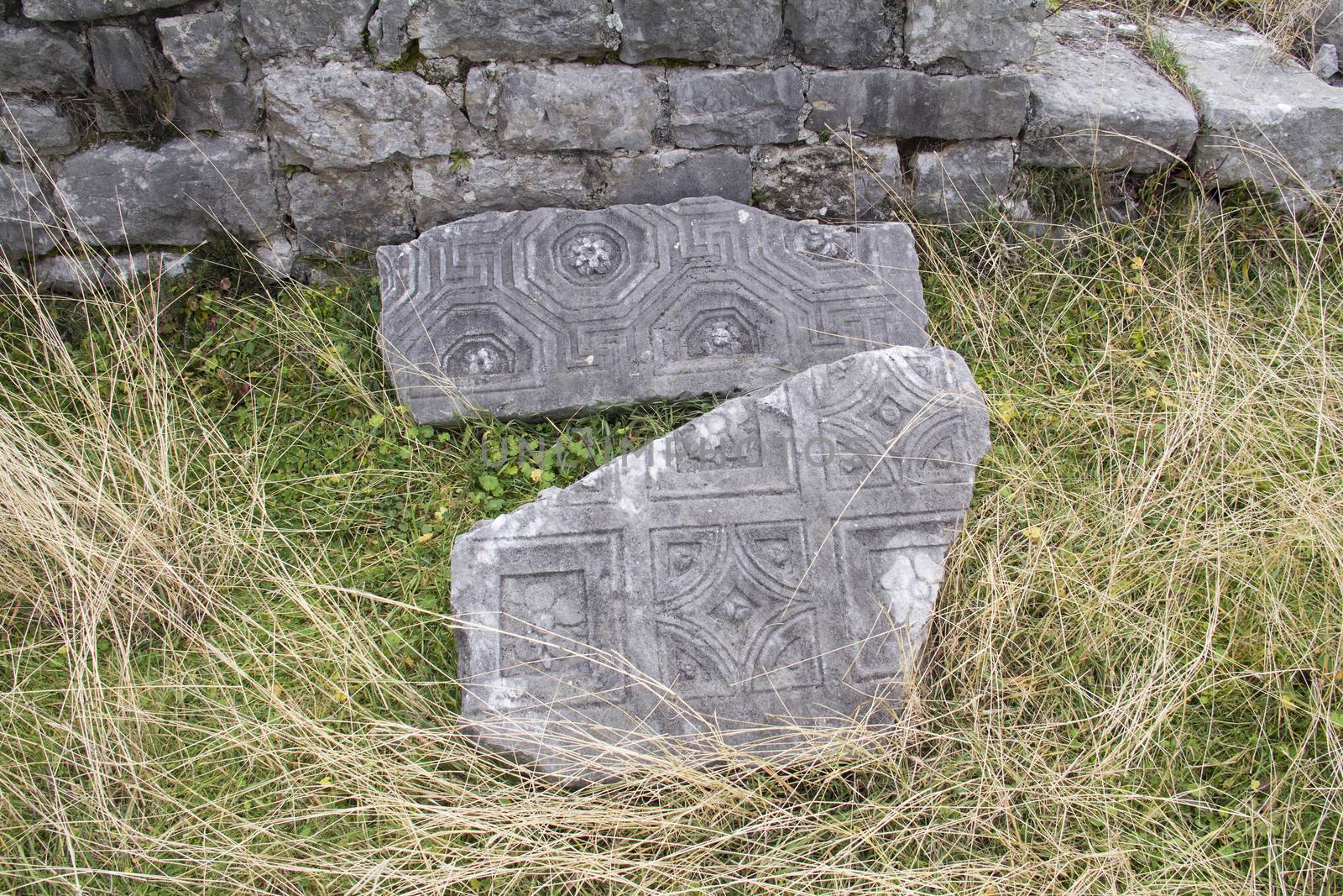 Detail of Roman ruins, near Podgorica, Montenegro.