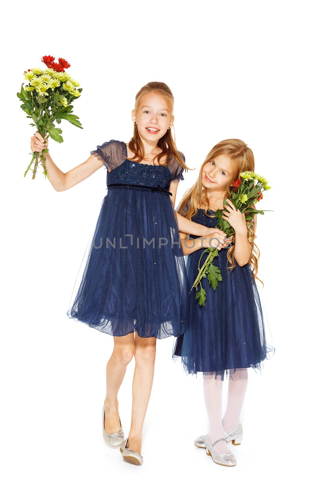 Two beautiful girls with a bouquet of flowers by gorov108