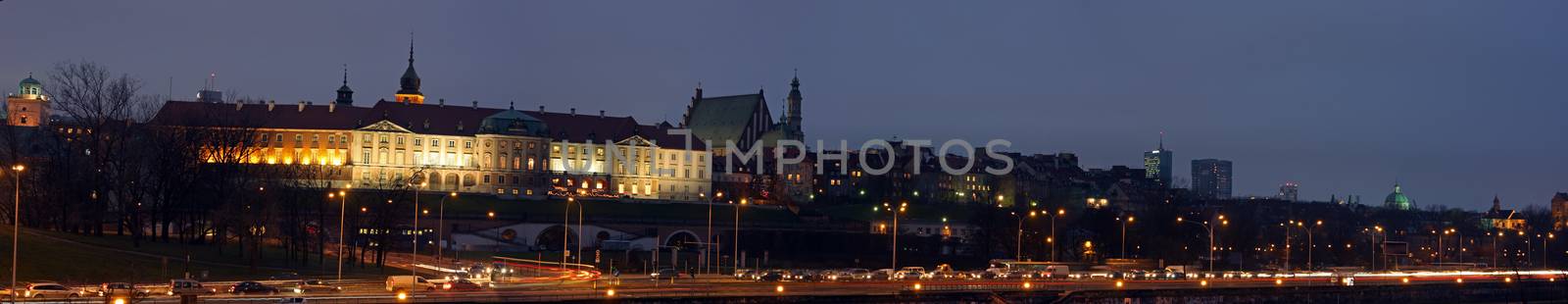 Royal castle, Old town and New town at night