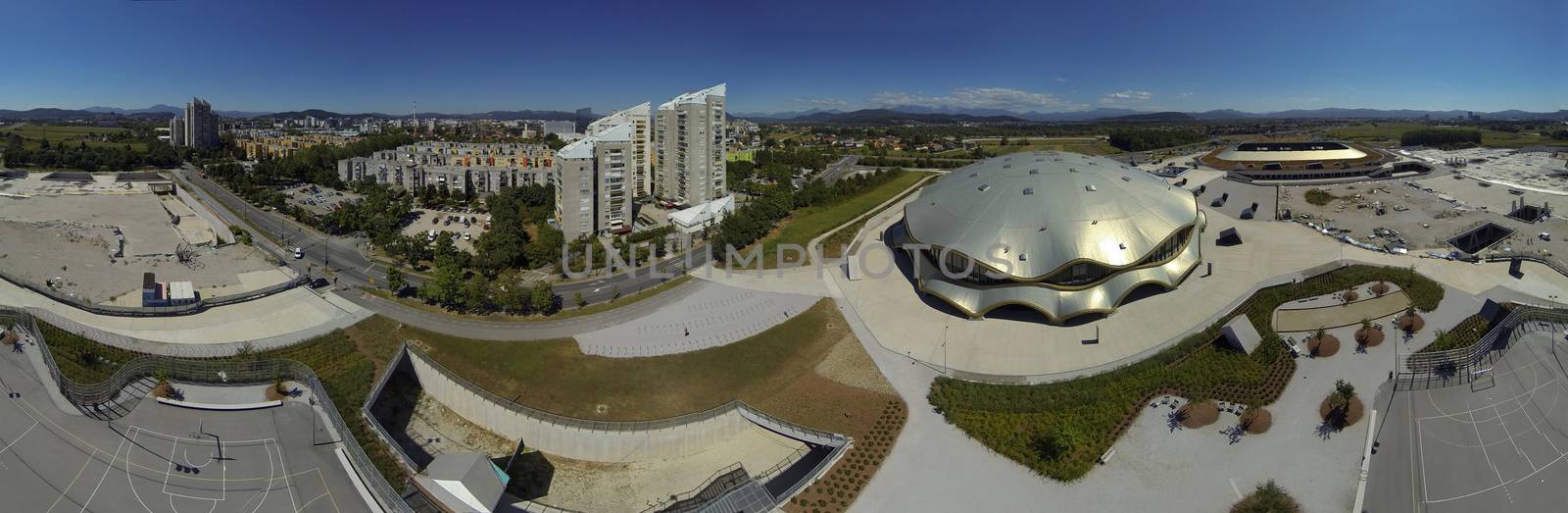 Aerial view on Stožice Arena in Ljubljana 