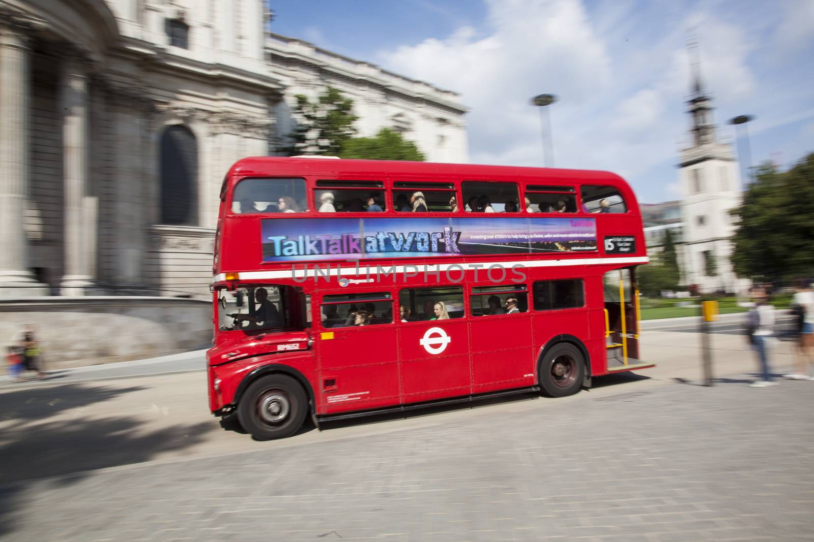 Traffic in front of St Paul's Cathedral in London.