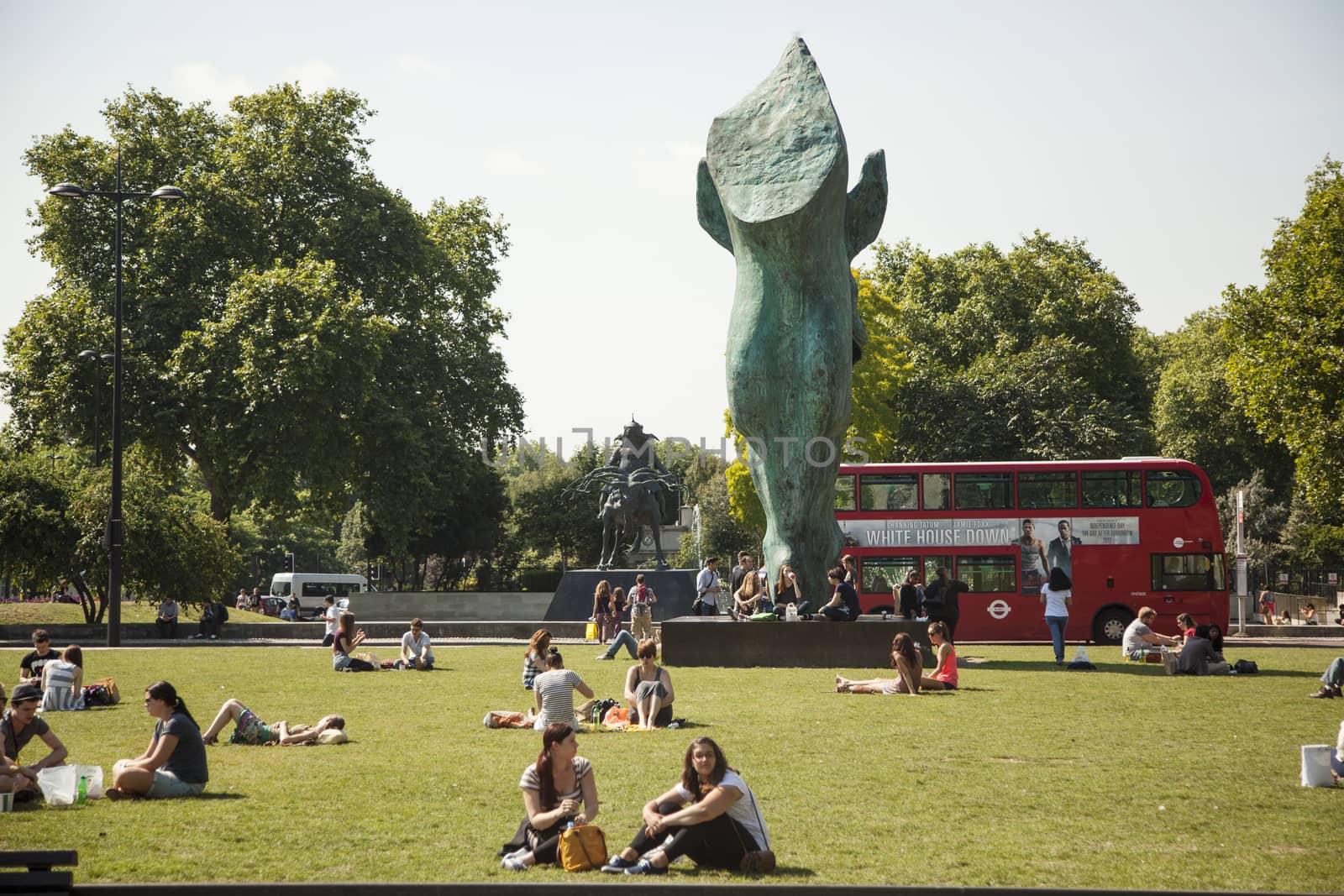 People relaxing in the park in London