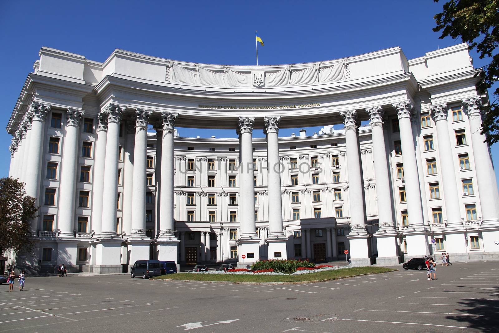 Kiev, Ukraine - August 28, 2011: Ukranian Ministry of foreign affairs in Kiev. Originally the Ministry was established as the General Secretariat of Nationalities as part of the General Secretariat of Ukraine and was headed by the federalist Serhiy Yefremov. Due to the Soviet intervention the office was reformed into a ministry on December 22, 1917.