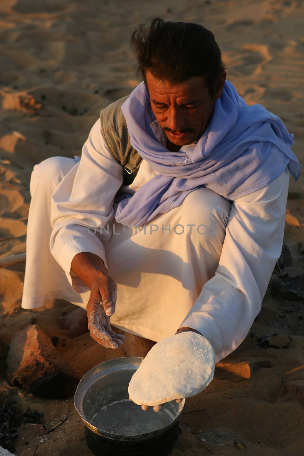 Bedouin making bread