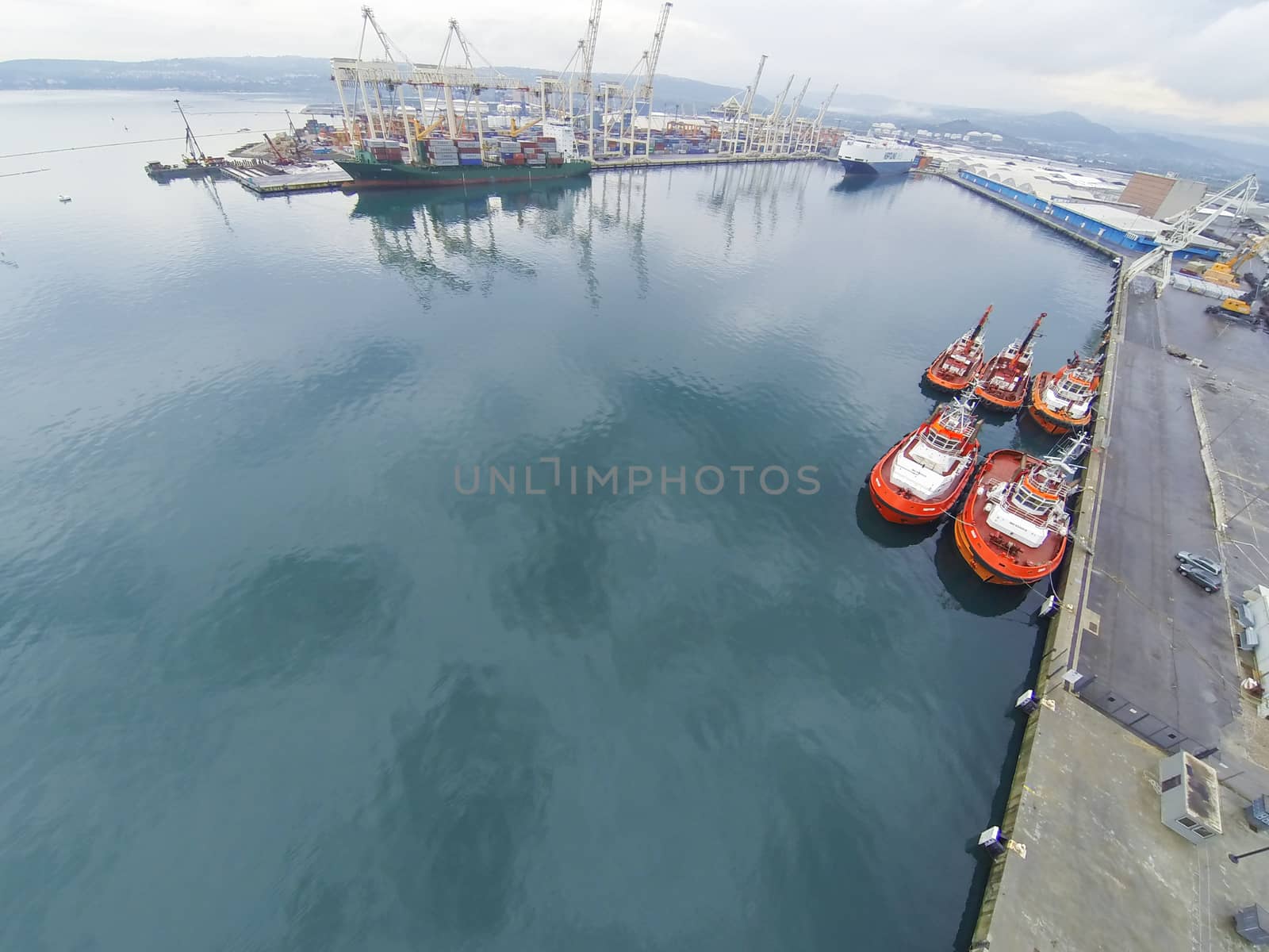 Aerial view on the largest port in Slovenia.