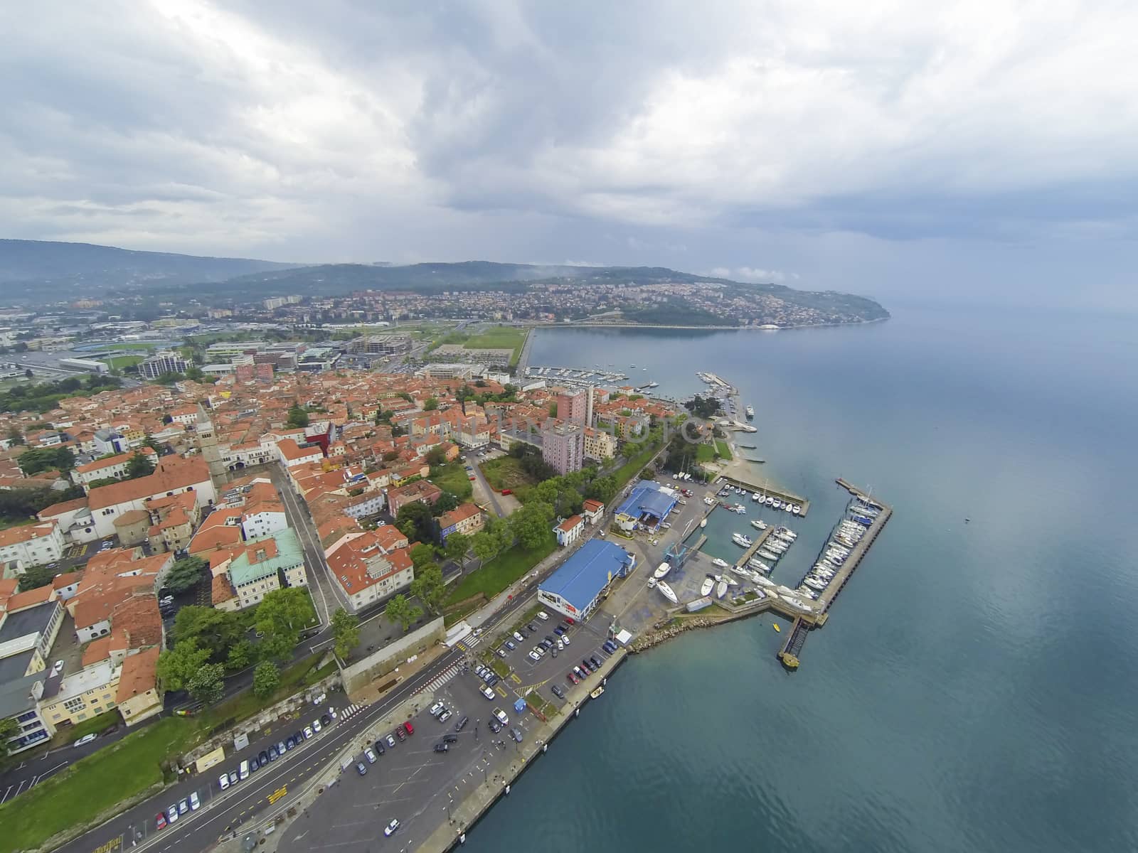 Aerial view on the largest port in Slovenia.