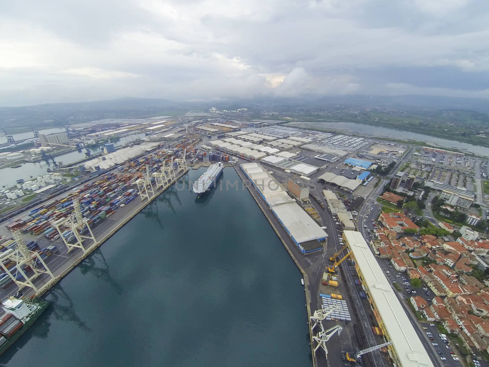 Aerial view on the largest port in Slovenia.