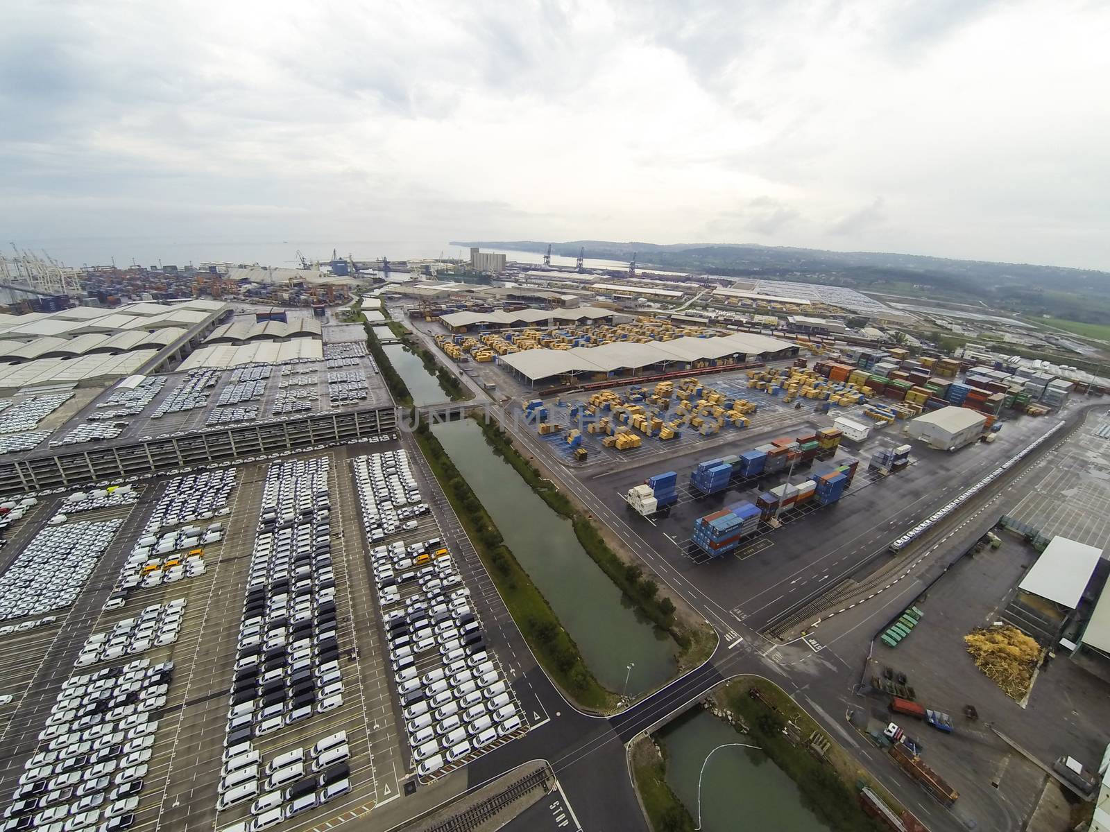 New cars in Koper port waiting for shiping.