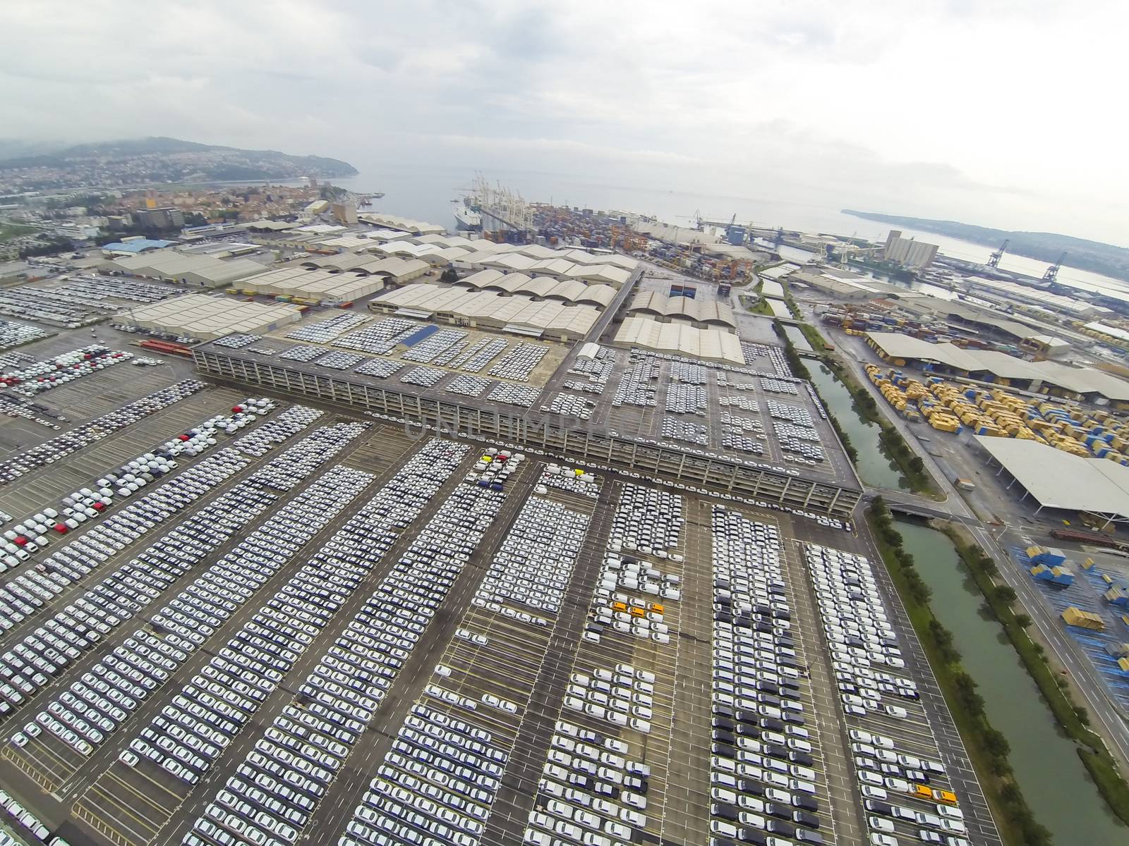 New cars in Koper port waiting for shiping.