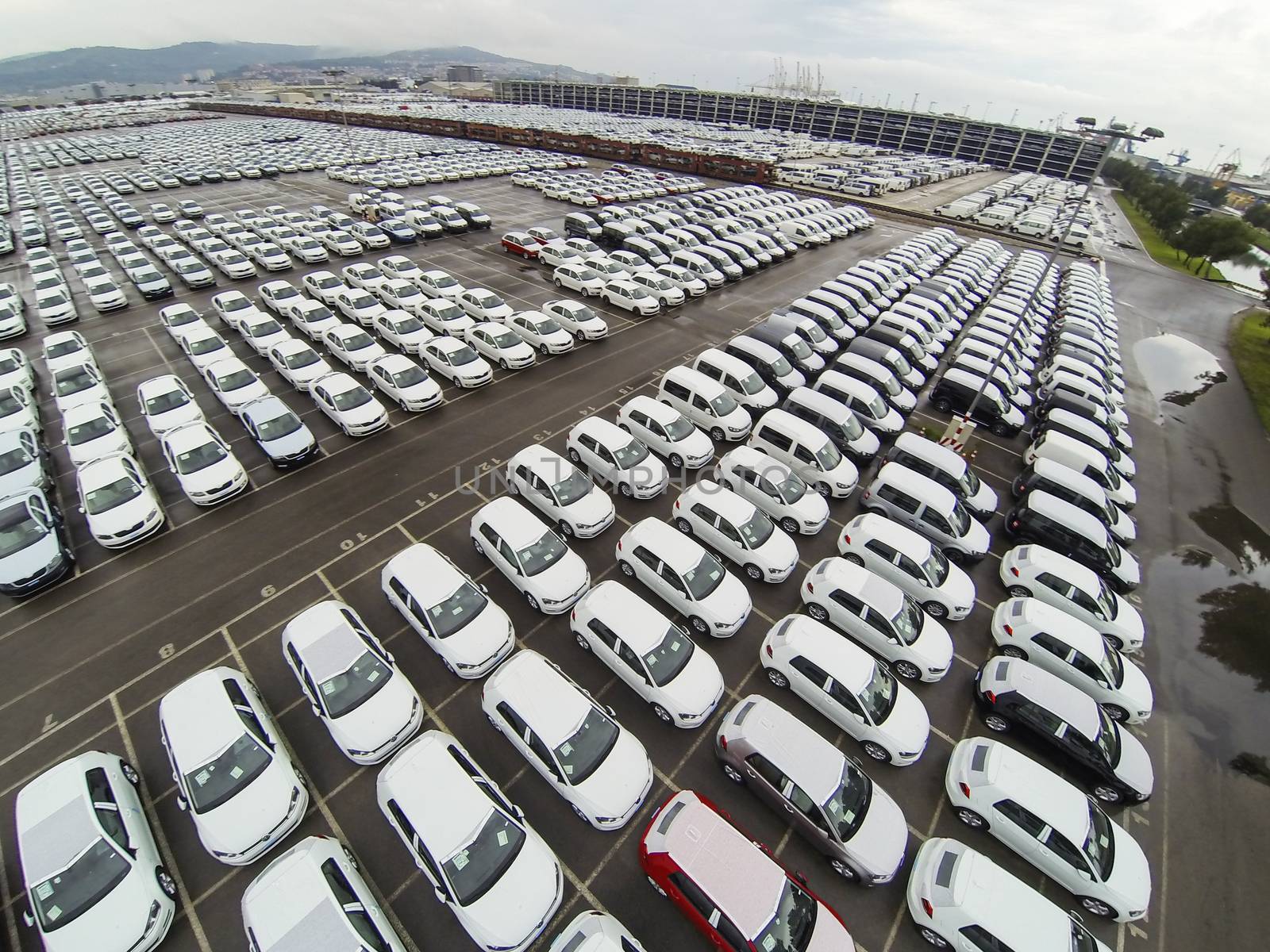 New cars in Koper port waiting for shiping.