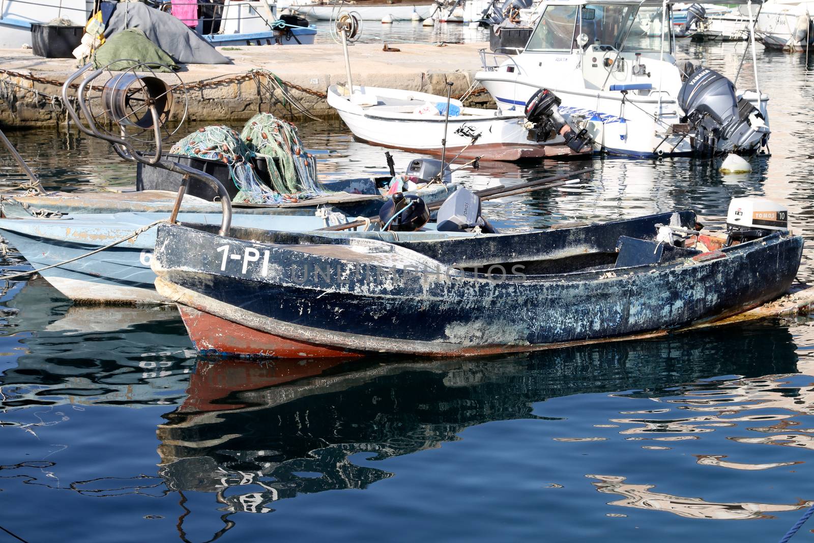 Fishermen in coastal town of Piran in Slovenia