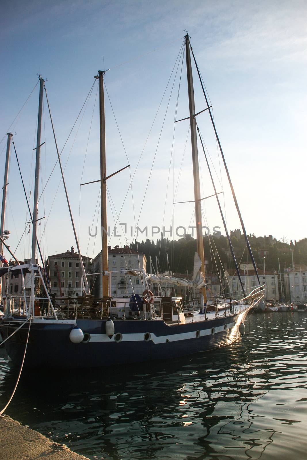 Fishermen in coastal town of Piran in Slovenia