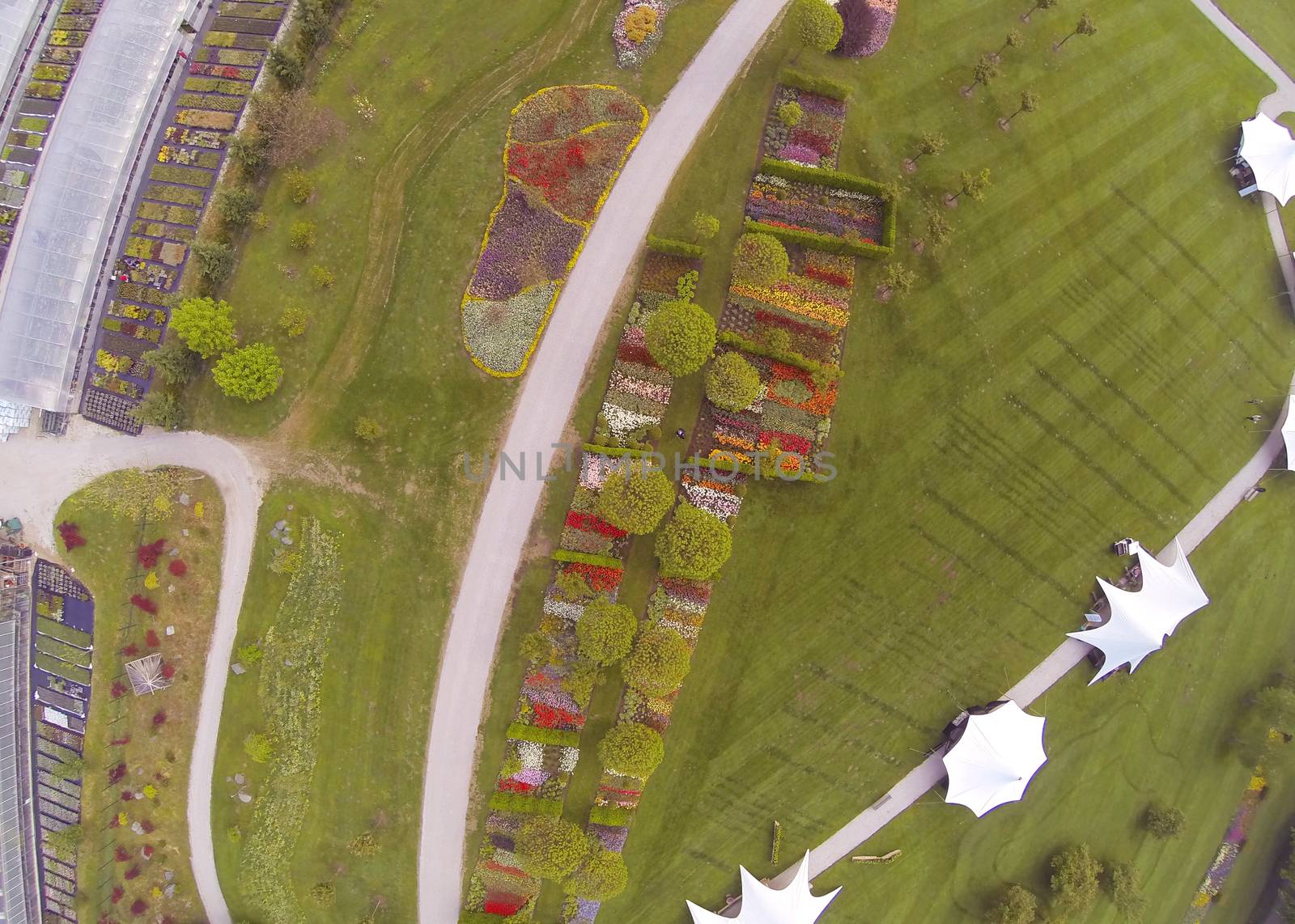 Aerial view on Arboretum in Volcji Potok in SLovenia