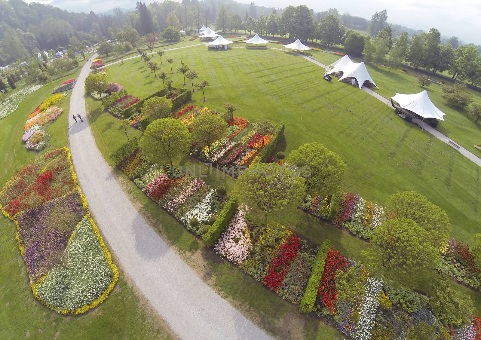 Aerial view on Arboretum in Volcji Potok in SLovenia