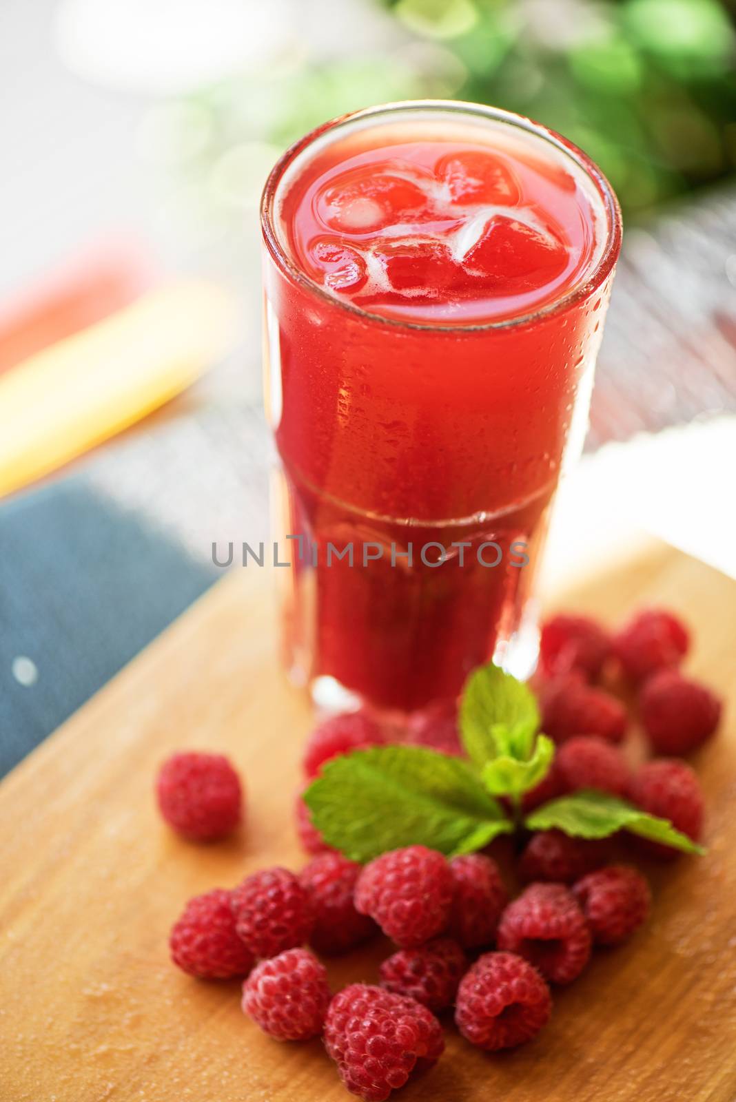fruit non-alcoholic drink with raspberries