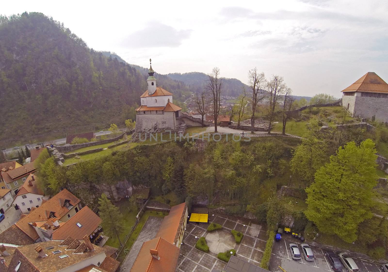 Aerial view on smal town Kamnik in Slovenia