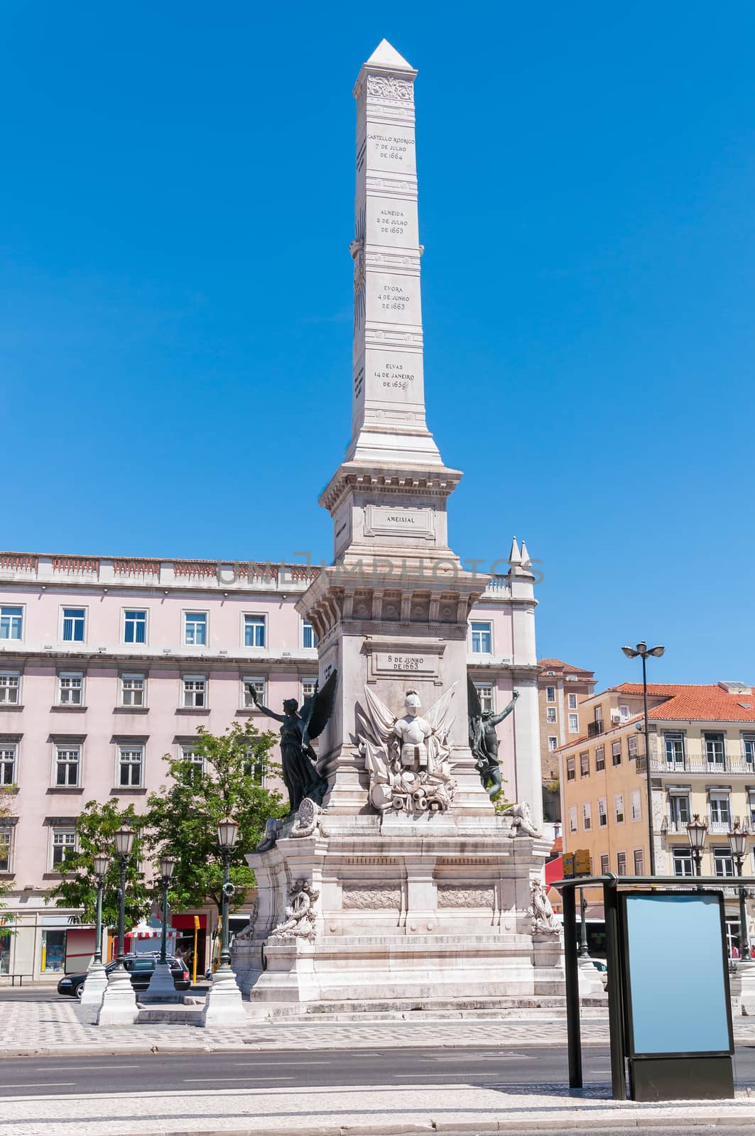 Monument to the Restorers at Restauradores Square Lisbon, Portugal