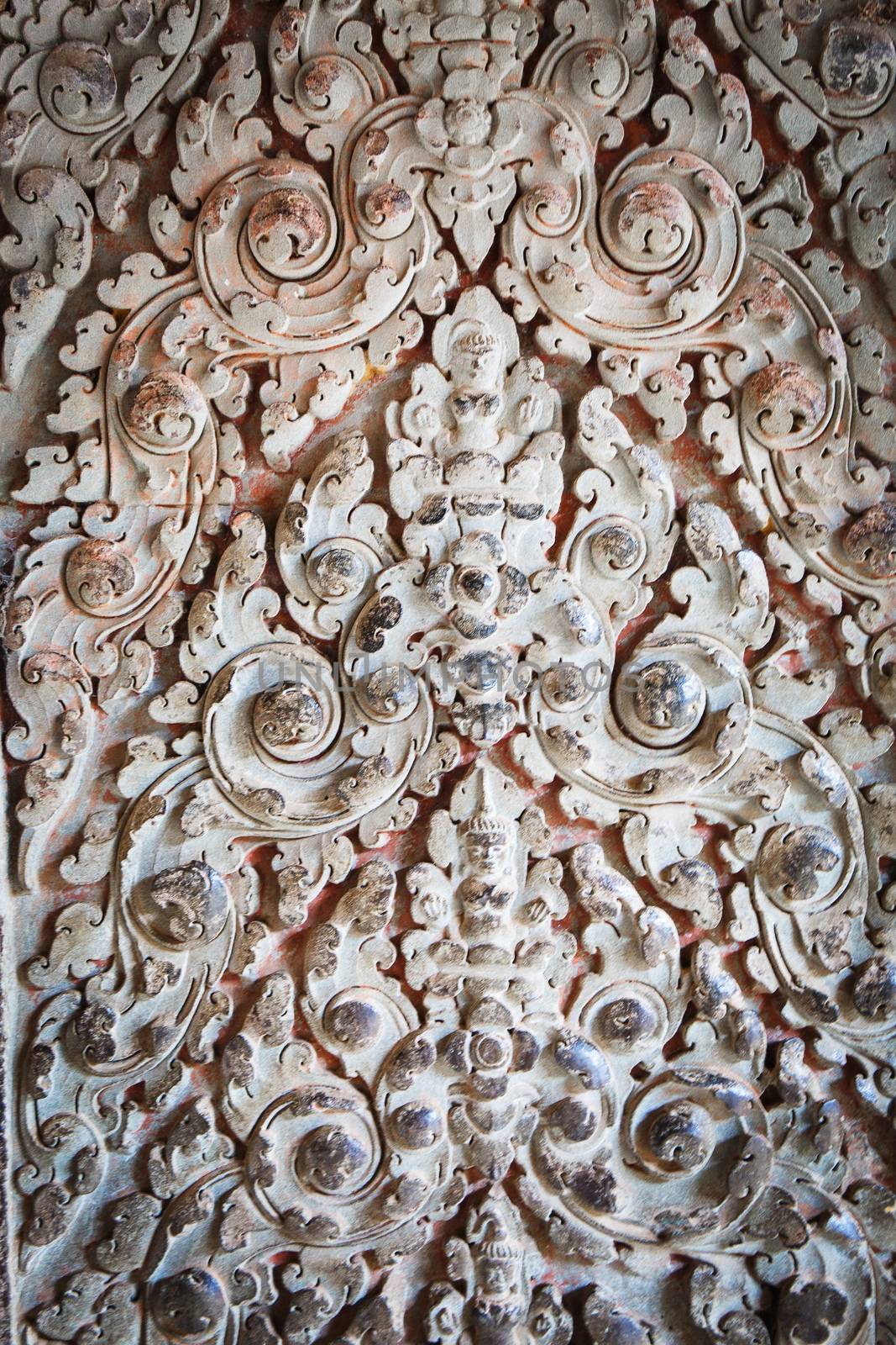 Beautiful ornament on the wall in the temple of Cambodia