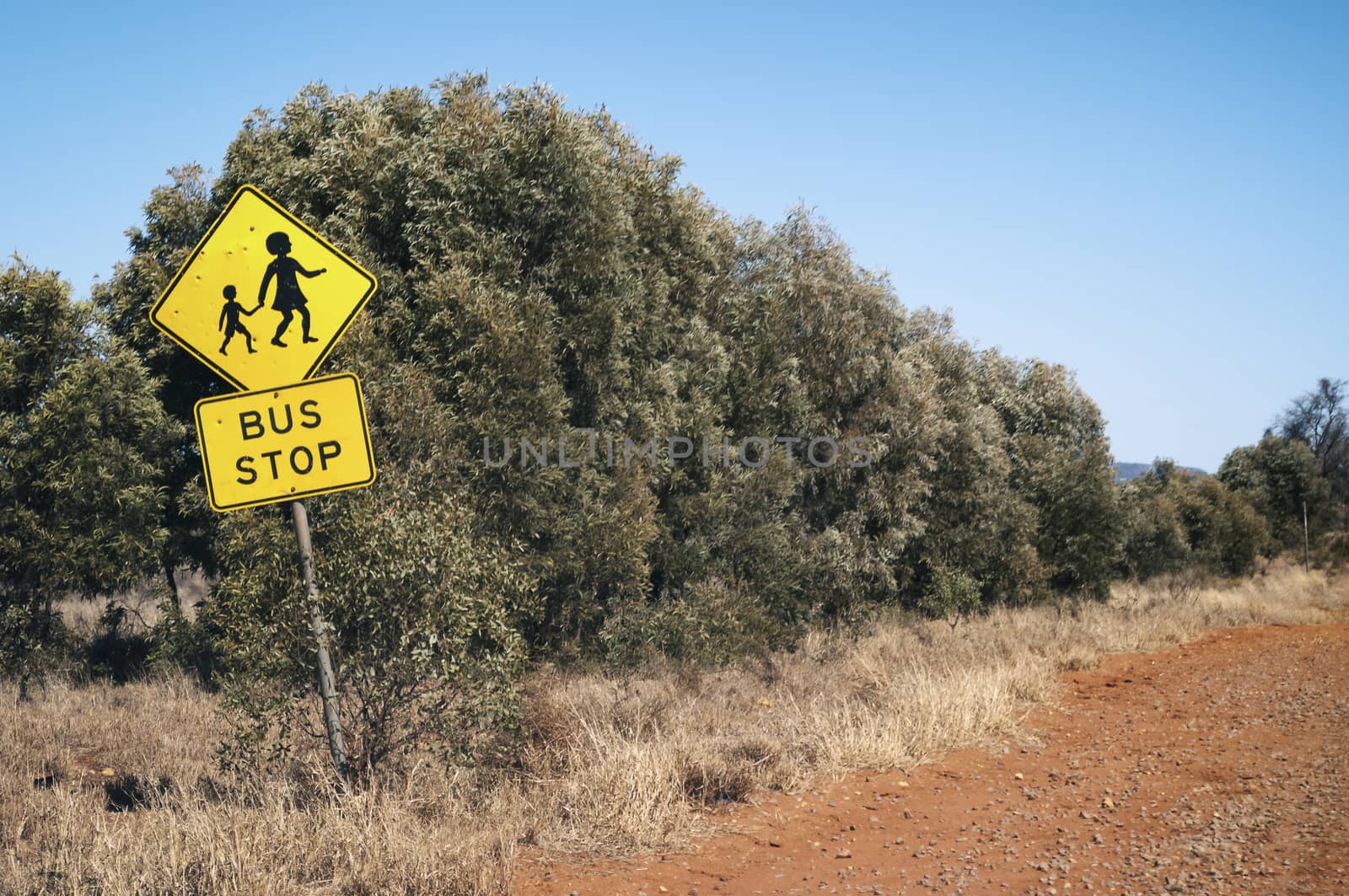 Street sign along a dirt road in Australia