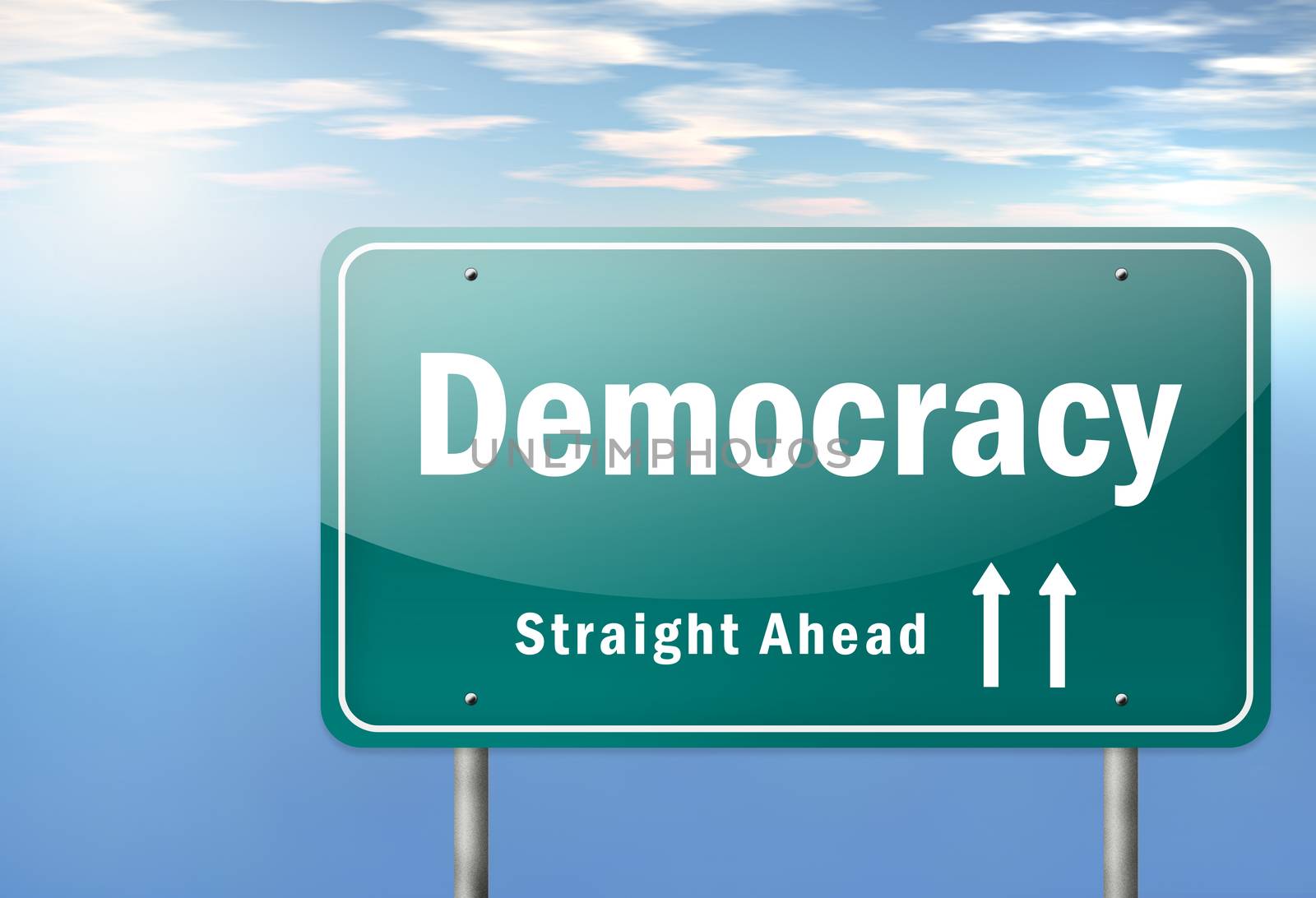 Highway Signpost "Democracy" by mindscanner