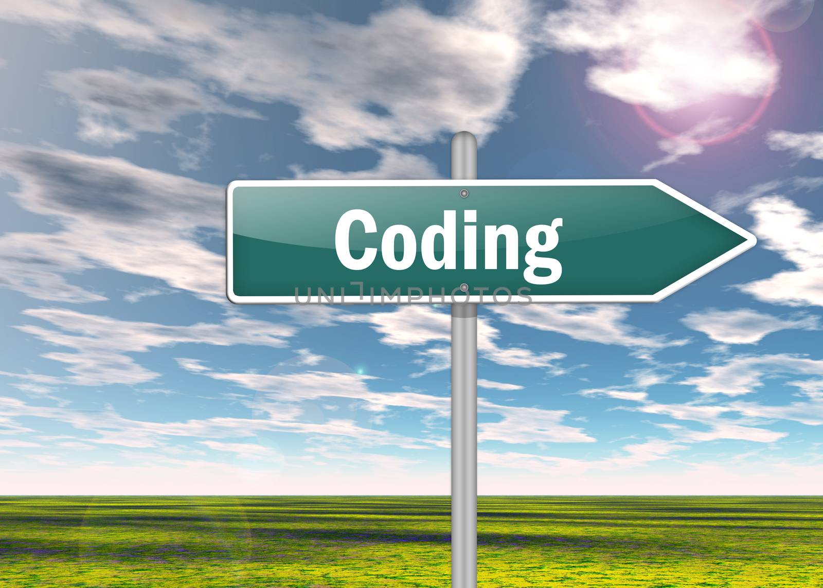 Signpost with Coding wording