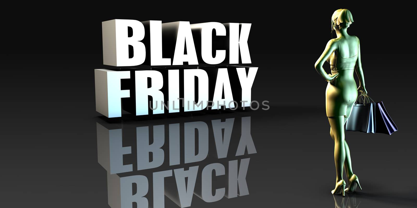 Black Friday as a Concept with Lady Holding Shopping Bags