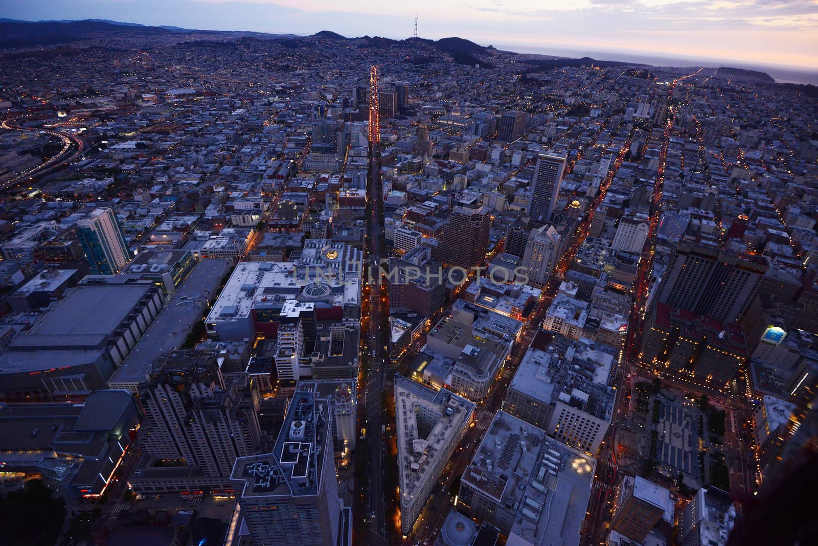 an aerial view of san francisco market street 