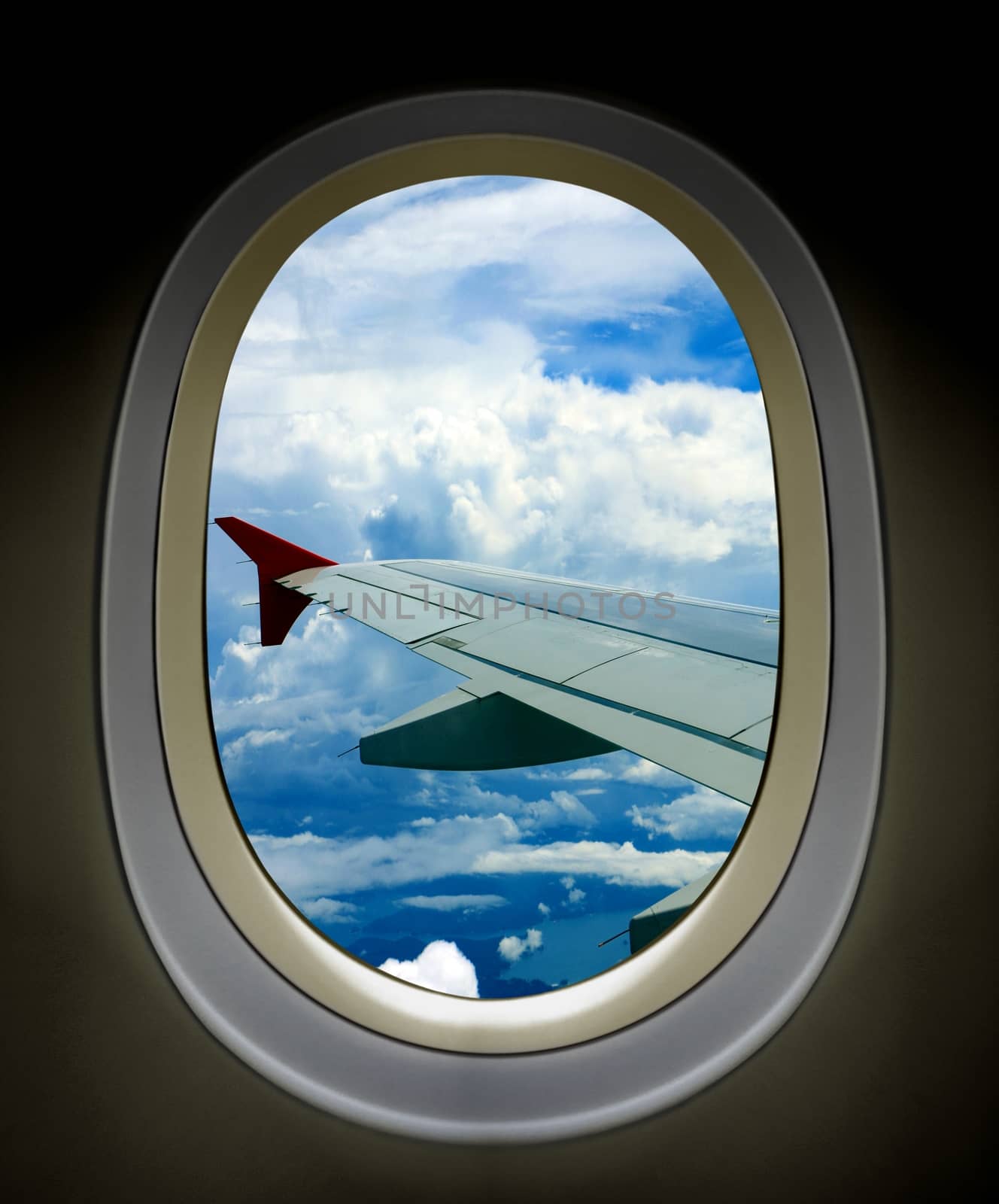 Airplane wing view from window seats by razihusin
