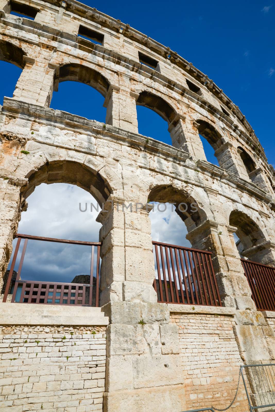 Ancient amphitheater in Pula Croatia Adriatis coast Europe