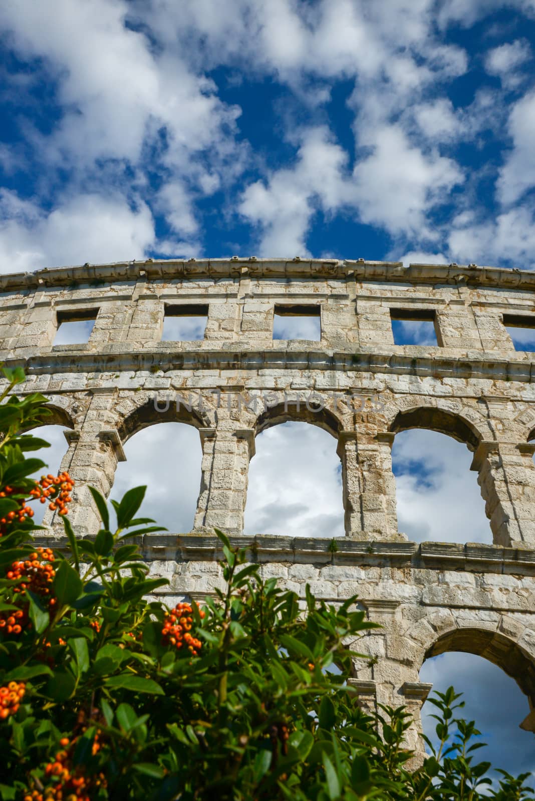 Ancient amphitheater in Pula Croatia Adriatis coast Europe