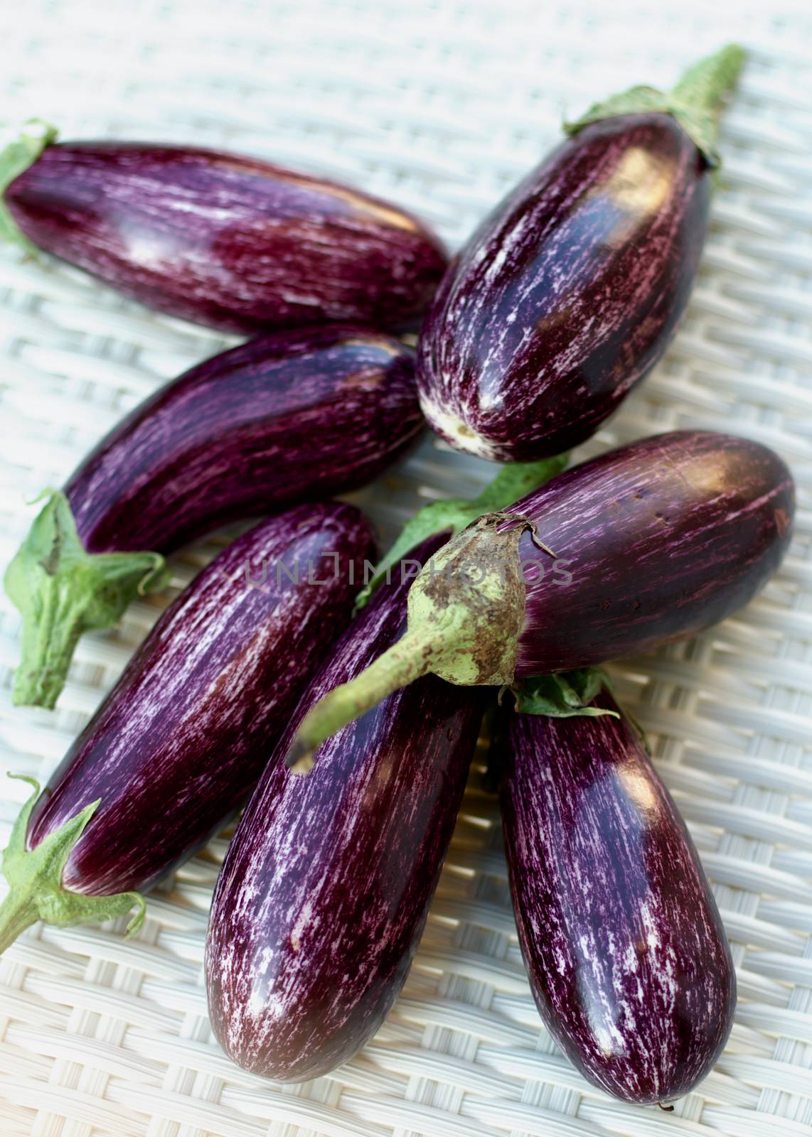 Raw Striped Eggplants by zhekos