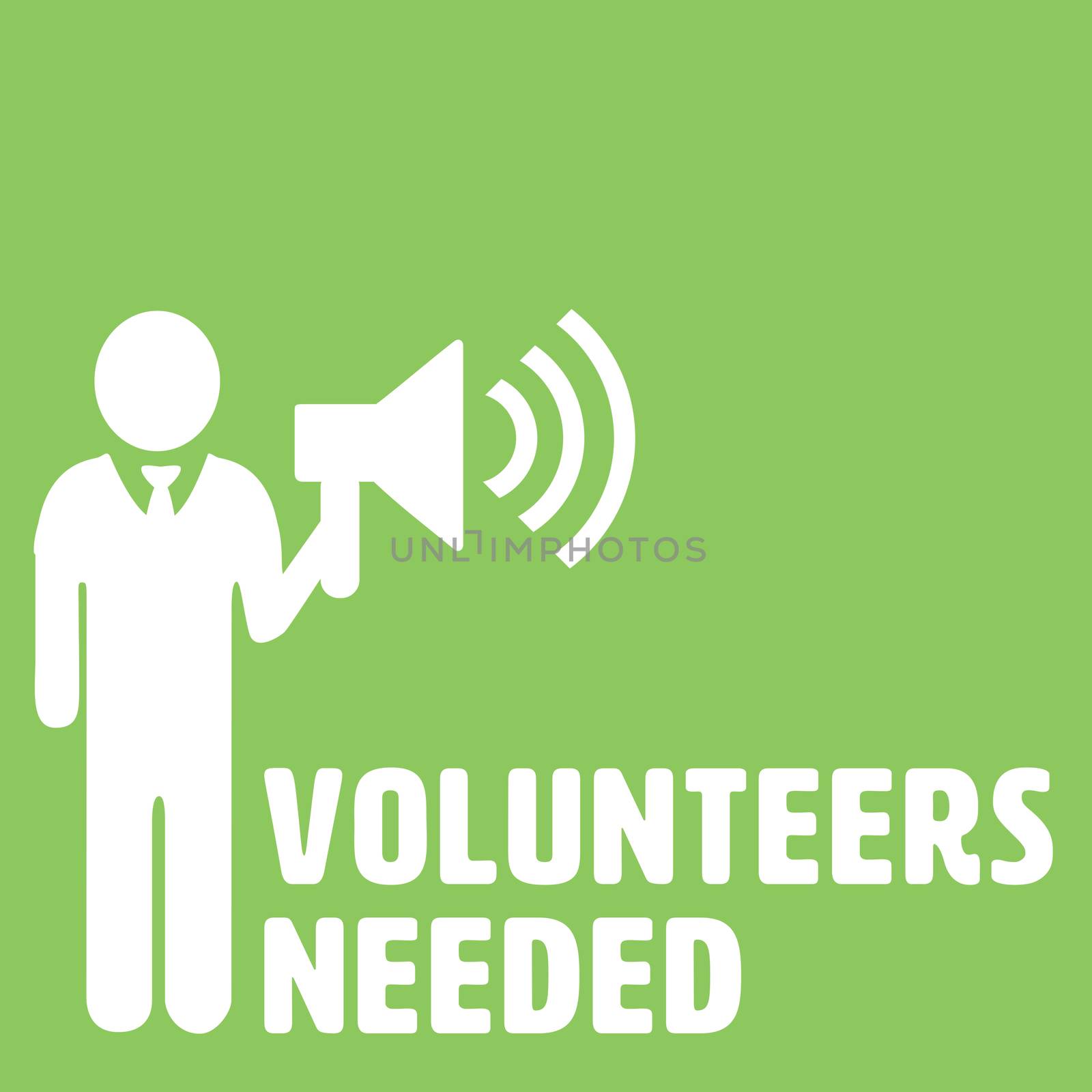 Volunteers needed against green background